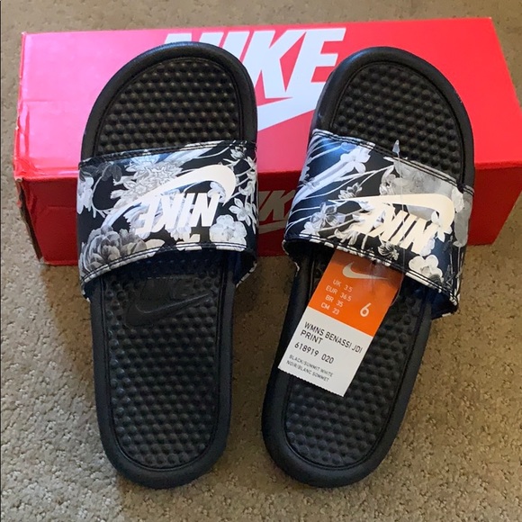 nike slides flower print